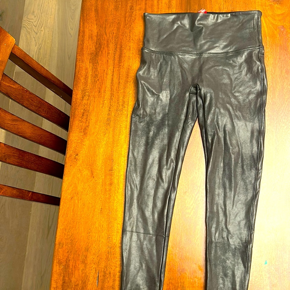 Spanx faux leather leggings size large
